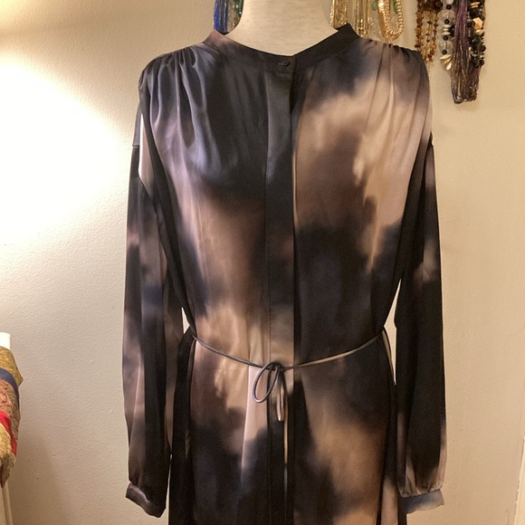 H&M Cloud Sunset Watercolor Tie Waist Shirt Dress XXL - Picture 1 of 16